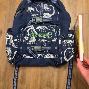 Dinosaur Print Kids Backpack - Navy Blue